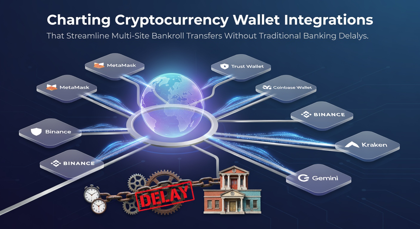 Cryptocurrency wallet interface displaying seamless multi-site bankroll transfers in an online gaming environment