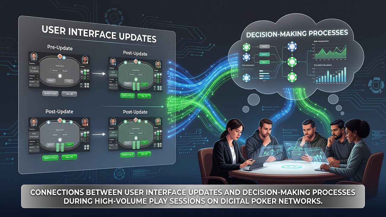 Digital poker interface showing updated betting controls and decision panels during active play