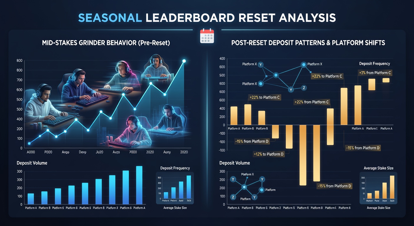 Visual representation of poker leaderboard resets and deposit trends across platforms