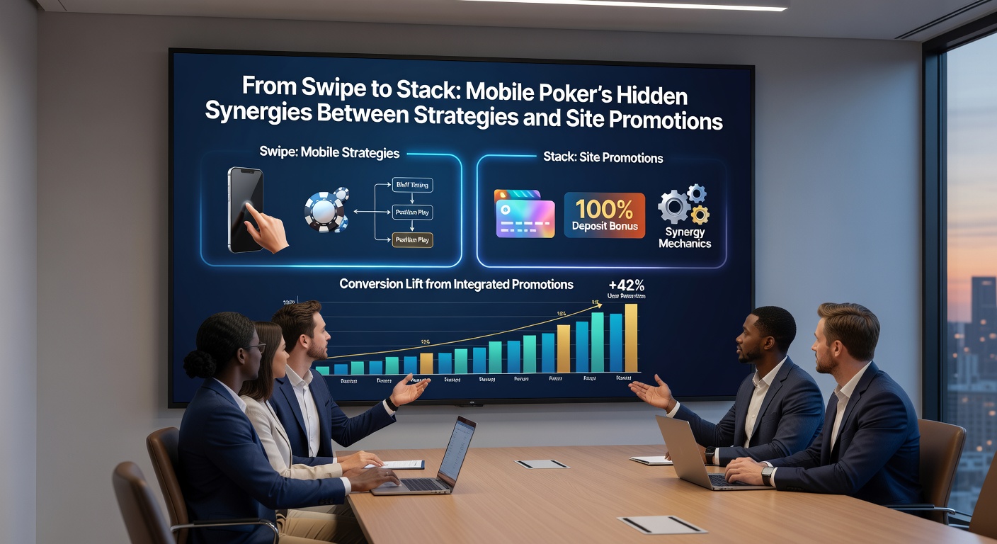 Player's hand holding a phone with poker app open, chips stacking up virtually beside tournament lobby screen