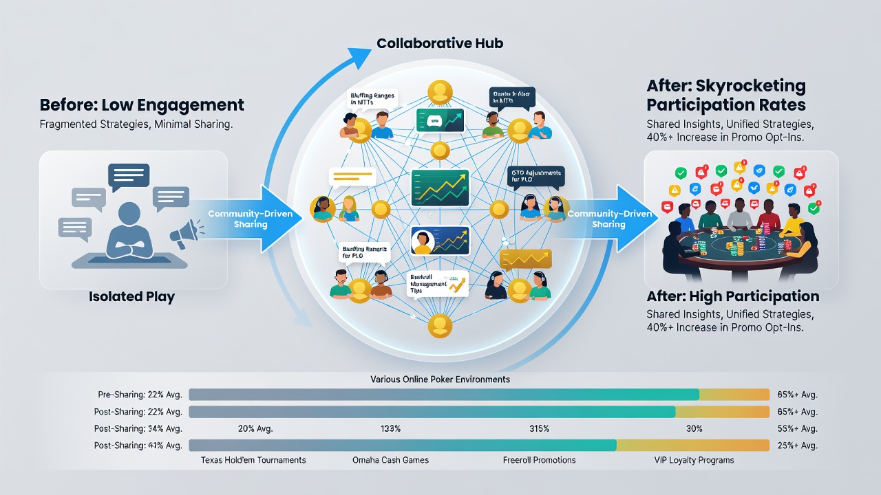 Online poker players exchanging strategy tips in digital community forums and group chats