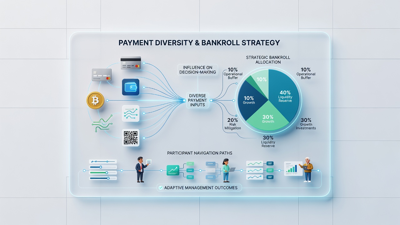 Bankroll allocation chart displayed on a laptop alongside poker tournament lobby interfaces