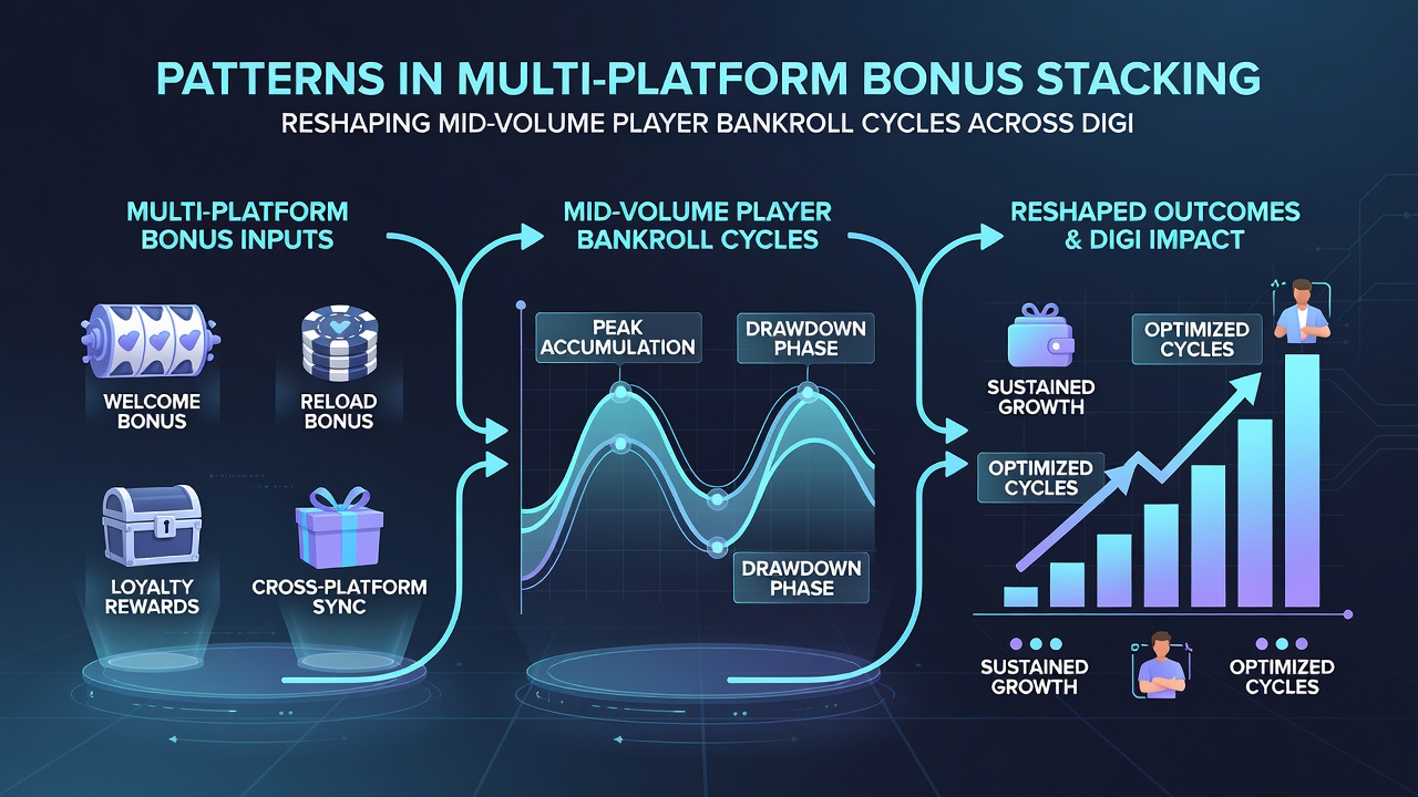 Chart illustrating mid-volume player bankroll stability through coordinated bonus timing across digital card platforms