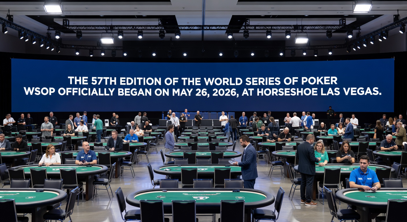 The final five players, including Jeremy Ausmus and Aram Zobian, at the felt during late stages of Day 1 in the 2026 U.S. Poker Open Event #7, with stacks visible under the PokerGO lights
