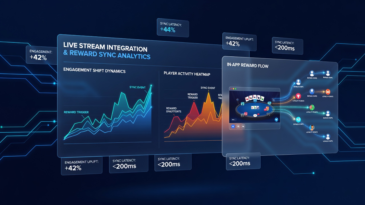 Dashboard view showing synchronized reward progress alongside live poker stream statistics