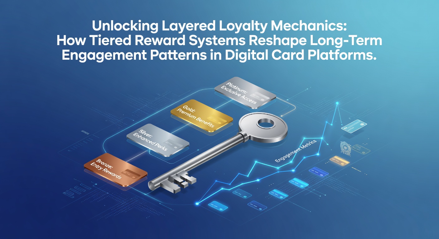 Digital card platform interface showing tiered loyalty levels and reward progress bars for players